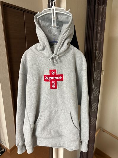 Supreme Cross Box Logo Hooded Sweatshirt "Grey"