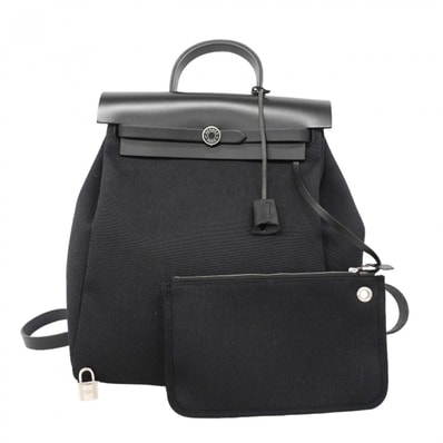 ★SALE【6db1725】エルメス リュック・デイパック エールバッグジップアドMM トワルオフィシエ ブラック シルバー金具 Z刻印【中古】メンズ レディース ユニセックス