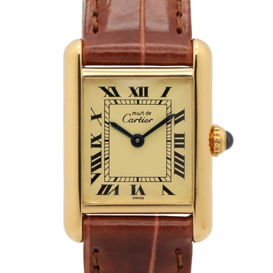 カルティエ CARTIER マストタンク SM 腕時計 時計 GP(ゴールドメッキ) クロコ革 レディース アイボリー系 W1003153 【中古】