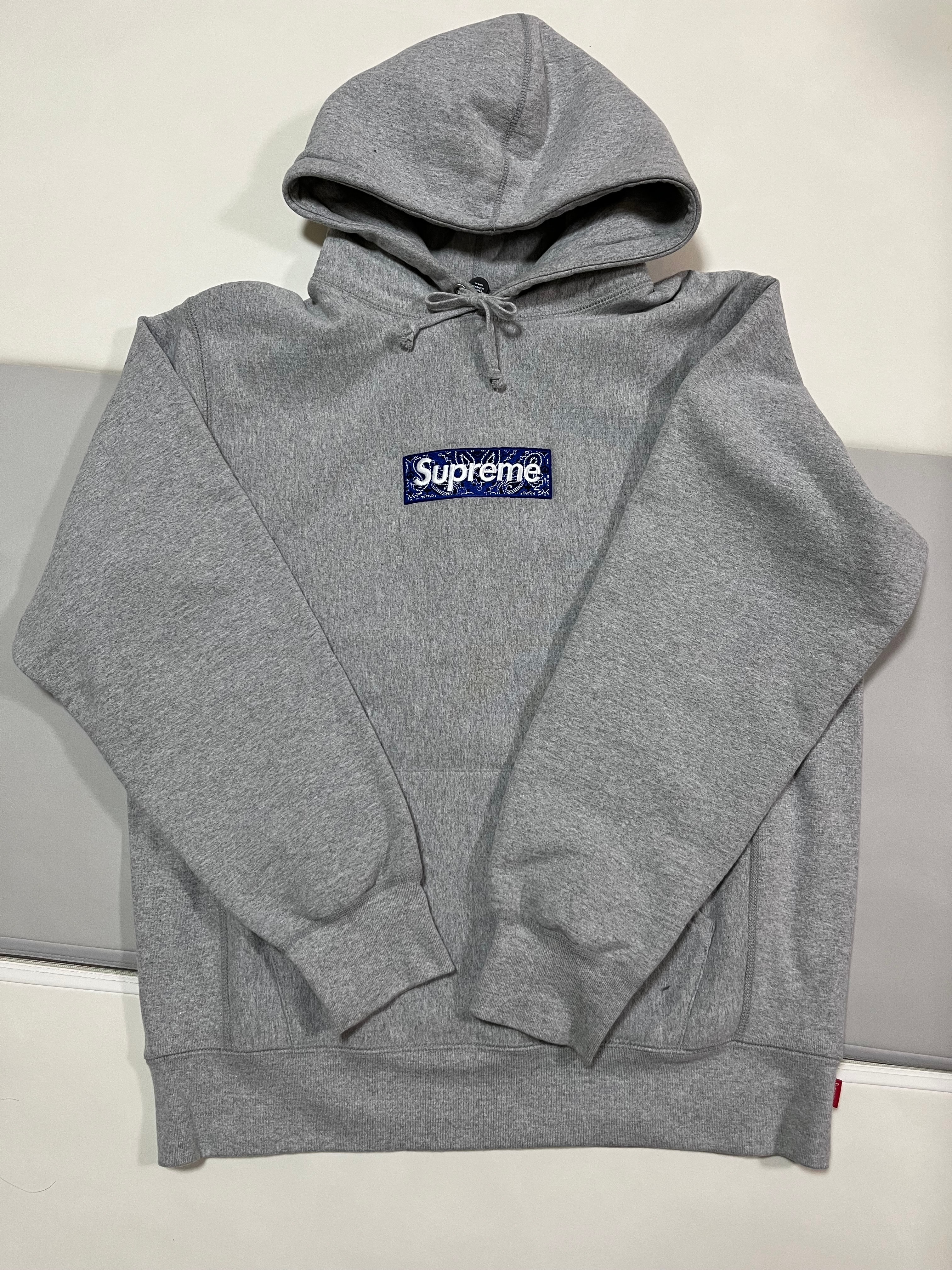 Supreme Bandana Box Logo Hooded Sweatshirt "Grey"