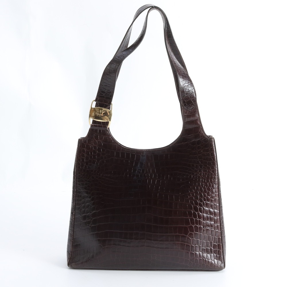 サルヴァトーレフェラガモ ヴァラクロコダイル エンボストート バッグ