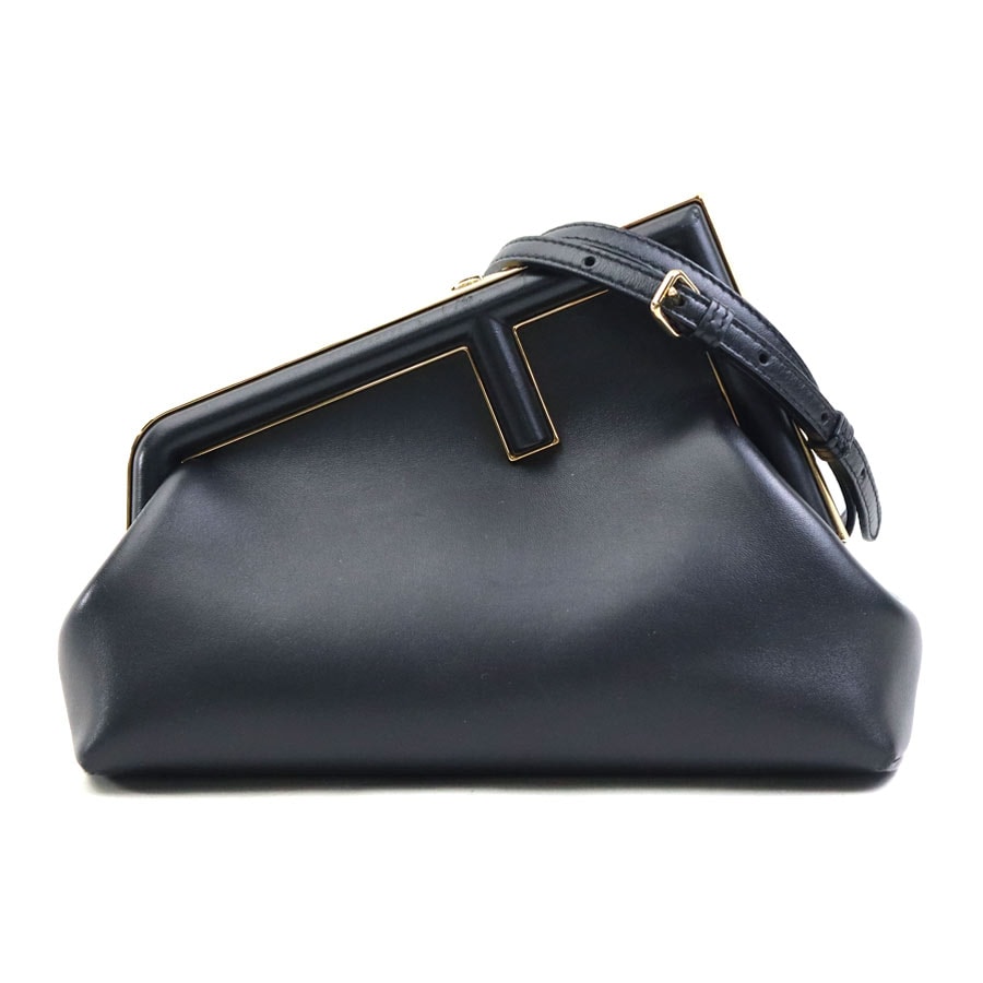 フェンディ FENDI ショルダーバッグ クラッチバッグ ファースト スモール レザー ブラック ゴールド レディース 8BP129 ABVE【中古】 e61131i