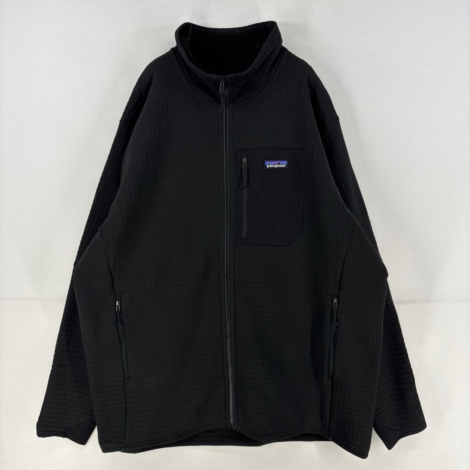 古着 パタゴニア patagonia フリース ジャケット フルジップ R2 テックフェイスJKT ワンポイント 胸ポケット 2XL  ブラック メンズ
