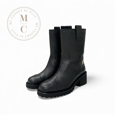 シャネル CHANEL ブーツ ショートブーツ 靴 シューズ レザー ブラック 黒 ココマーク ロゴ