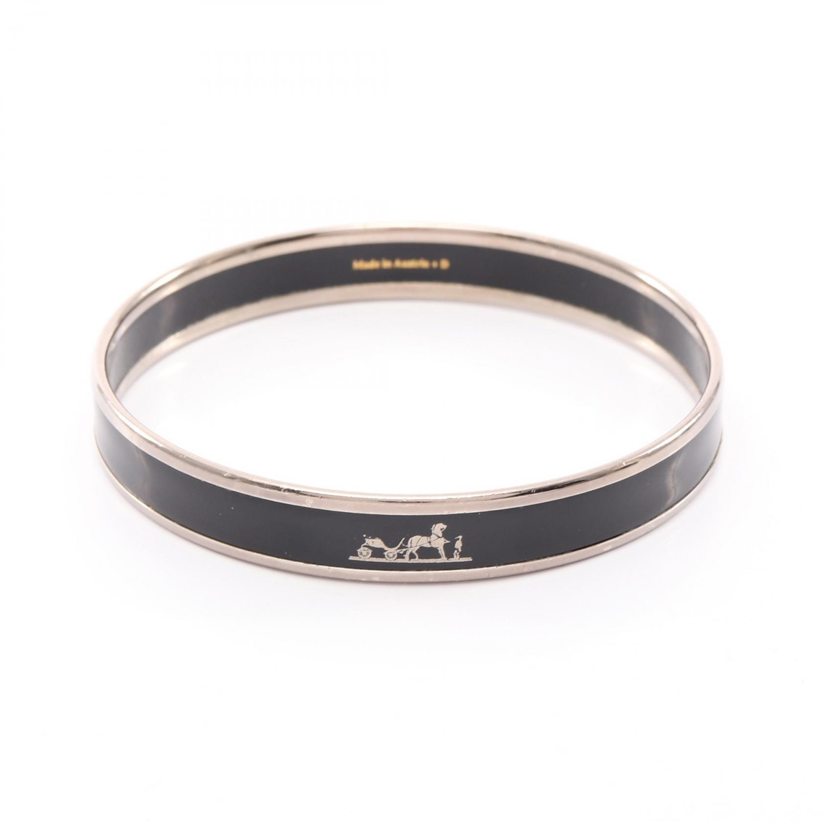 エルメス HERMES エマイユPM カレーシュ バングル アクセサリー ステンレススチール 七宝 レディース シルバー系 / ブラック系 【中古】