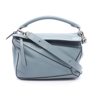ロエベ LOEWE PUZZLE BAG SMALL パズルバッグ スモール 2WAY ハンドバッグ バッグ レザー レディース ブルー系 【中古】