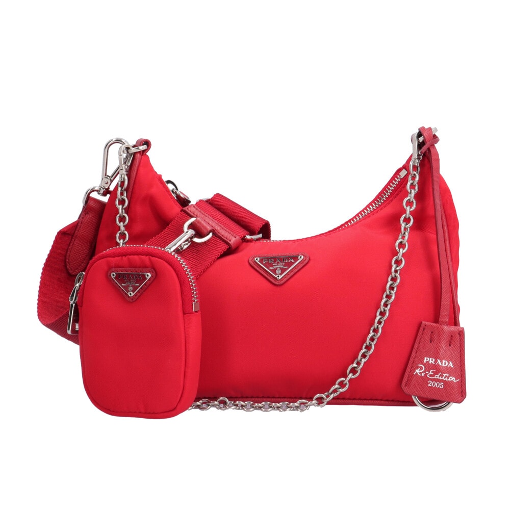 プラダ ショルダーバッグ ナイロン 1BH204 レッド ユニセックス PRADA 中古