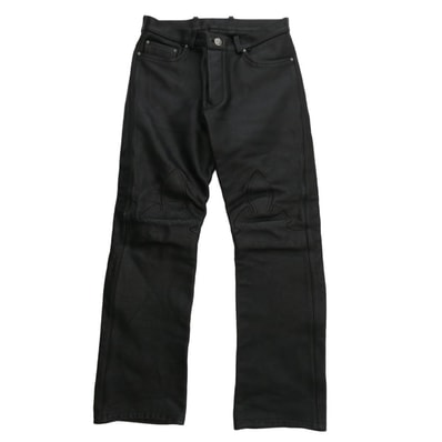 CHROME HEARTS クロムハーツ(原本無) パンツ Flare Knee Cross Ball Button Leather Pants フレアニー クロスボールボタン オールレザー パンツ ブラック系【中古】