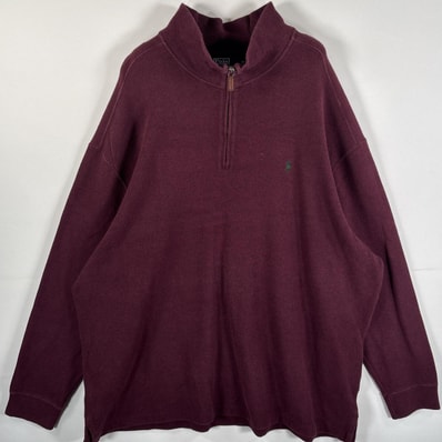 古着 90's/90年代 ポロバイラルフローレン Polo by Ralph Lauren コットンニット ハーフジップ 大きいサイズ 3XB ワインレッド メンズ