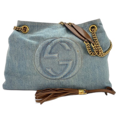 グッチ GUCCI ソーホー ショルダーバッグ デニム【中古】
