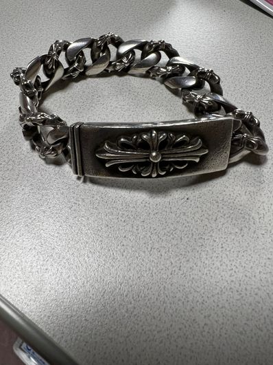 Chrome Hearts Floral Cross ID Fancy Link Bracelet "Silever"