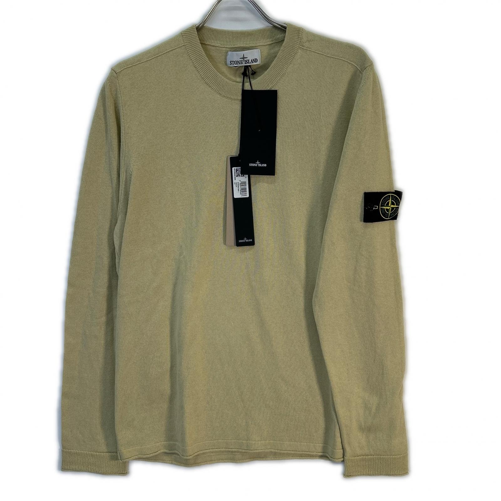 ストーンアイランド 8015532B9 ベージュ ロゴパッチ コットンニットプルオーバー L