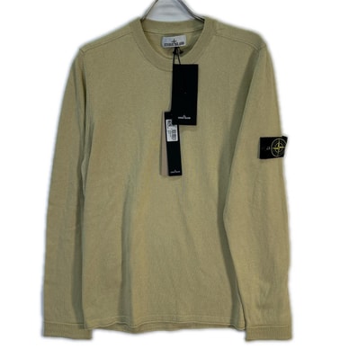 ストーンアイランド 8015532B9 ベージュ ロゴパッチ コットンニットプルオーバー L