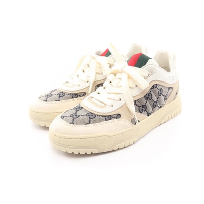 グッチ GUCCI リウェブ スニーカー 靴 レザー キャンバス メンズ ホワイト系 / ネイビー系 【中古】
