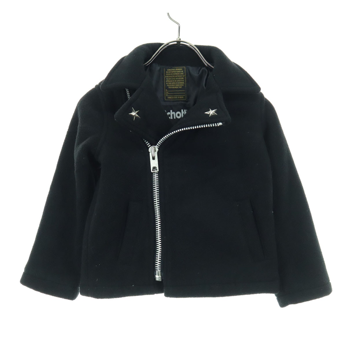 schott ショット フリース ダブルライダースジャケット 110 ブラック