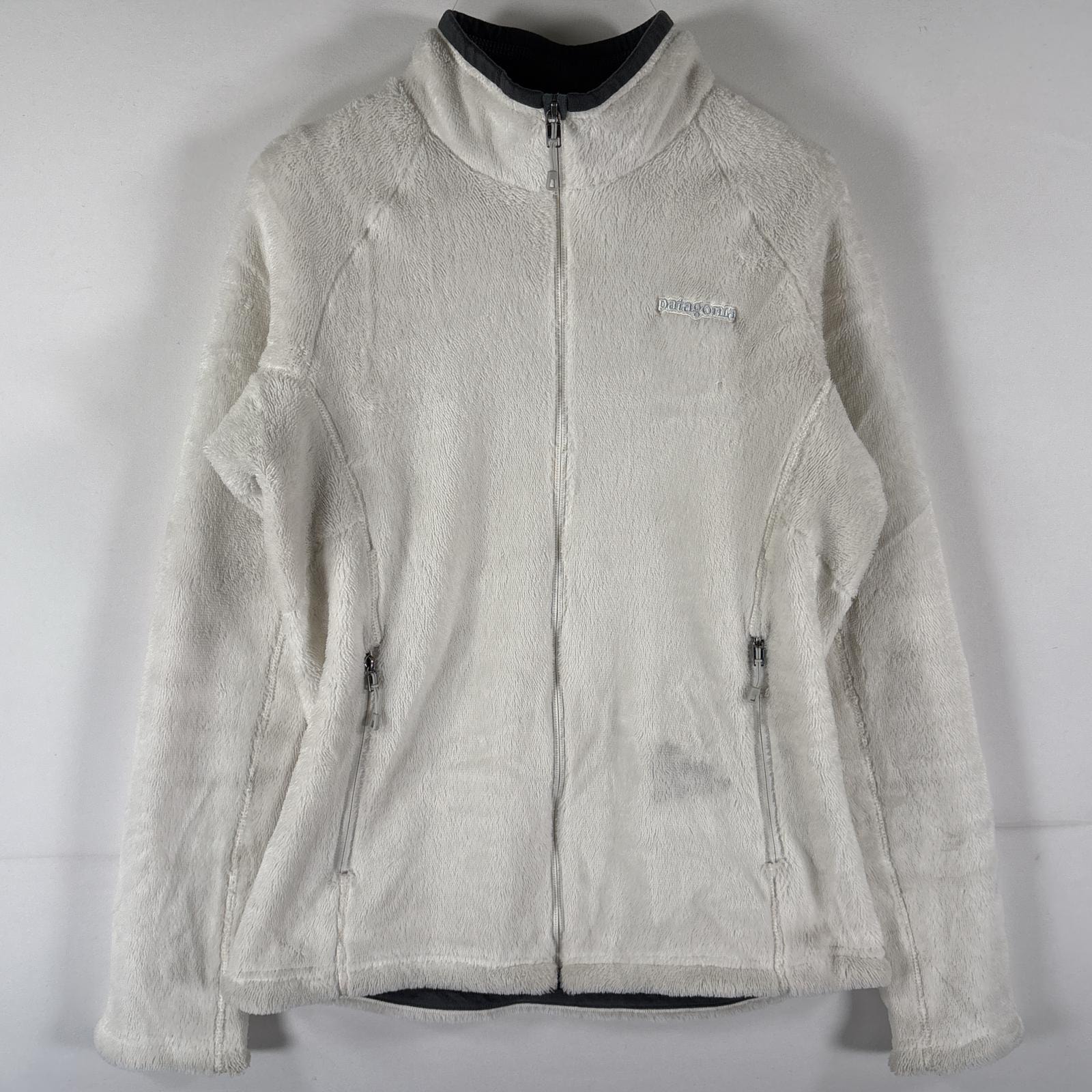 古着 パタゴニア patagonia フルジップフリースジャケット ワンポイントロゴ ポーラテック アウトドア M ホワイト レディース