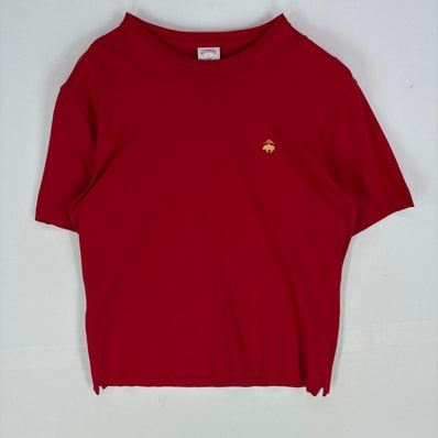 古着 ブルックスブラザーズ Brooks Brothers 半袖Tシャツ 刺繍ロゴ クルーネック ショートスリーブ L レッド系 メンズ