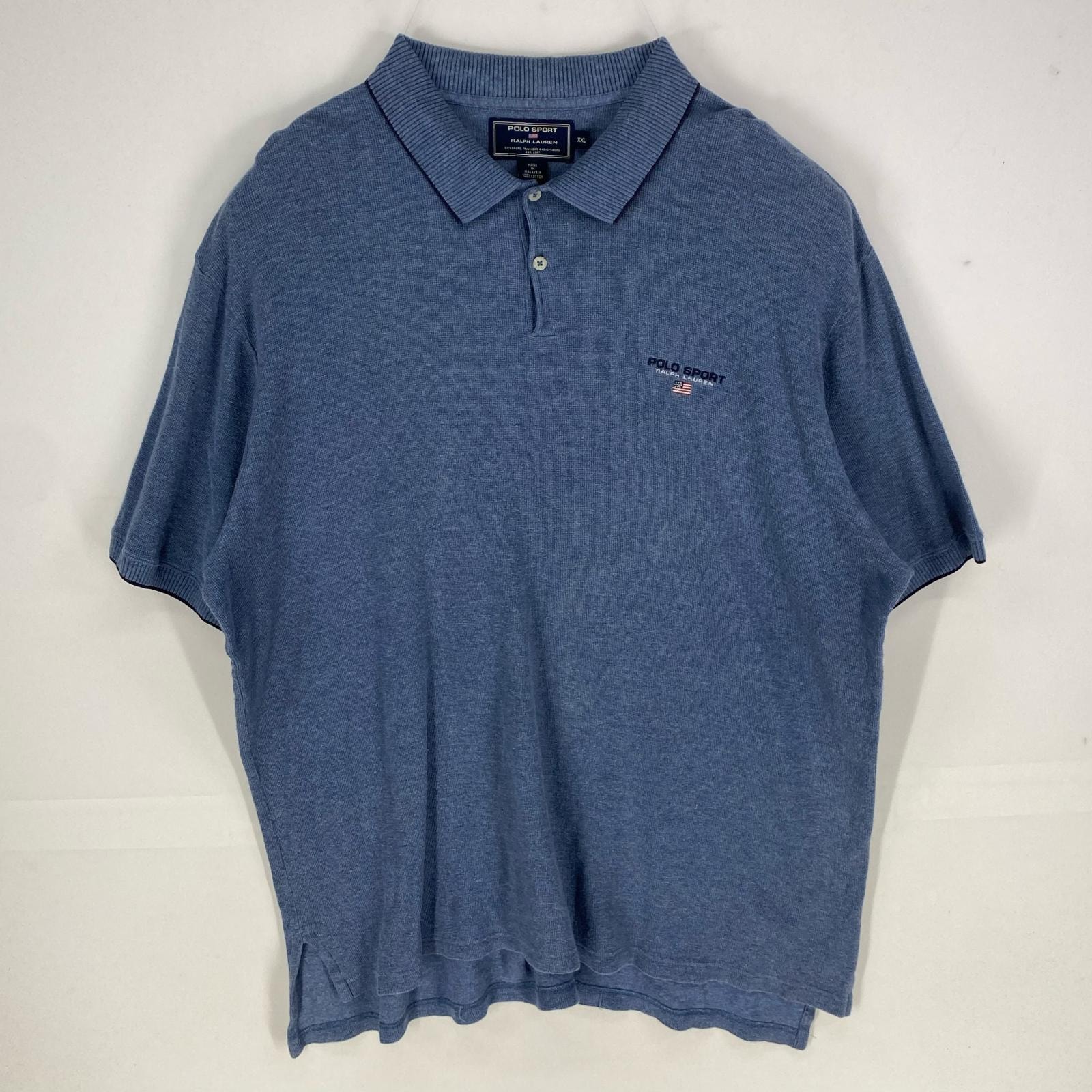 古着 ポロスポーツ POLO SPORTS 半袖シャツ 刺繍ロゴ ポロシャツ ワンポイント ショートスリーブ 2XL  ブルー系 メンズ