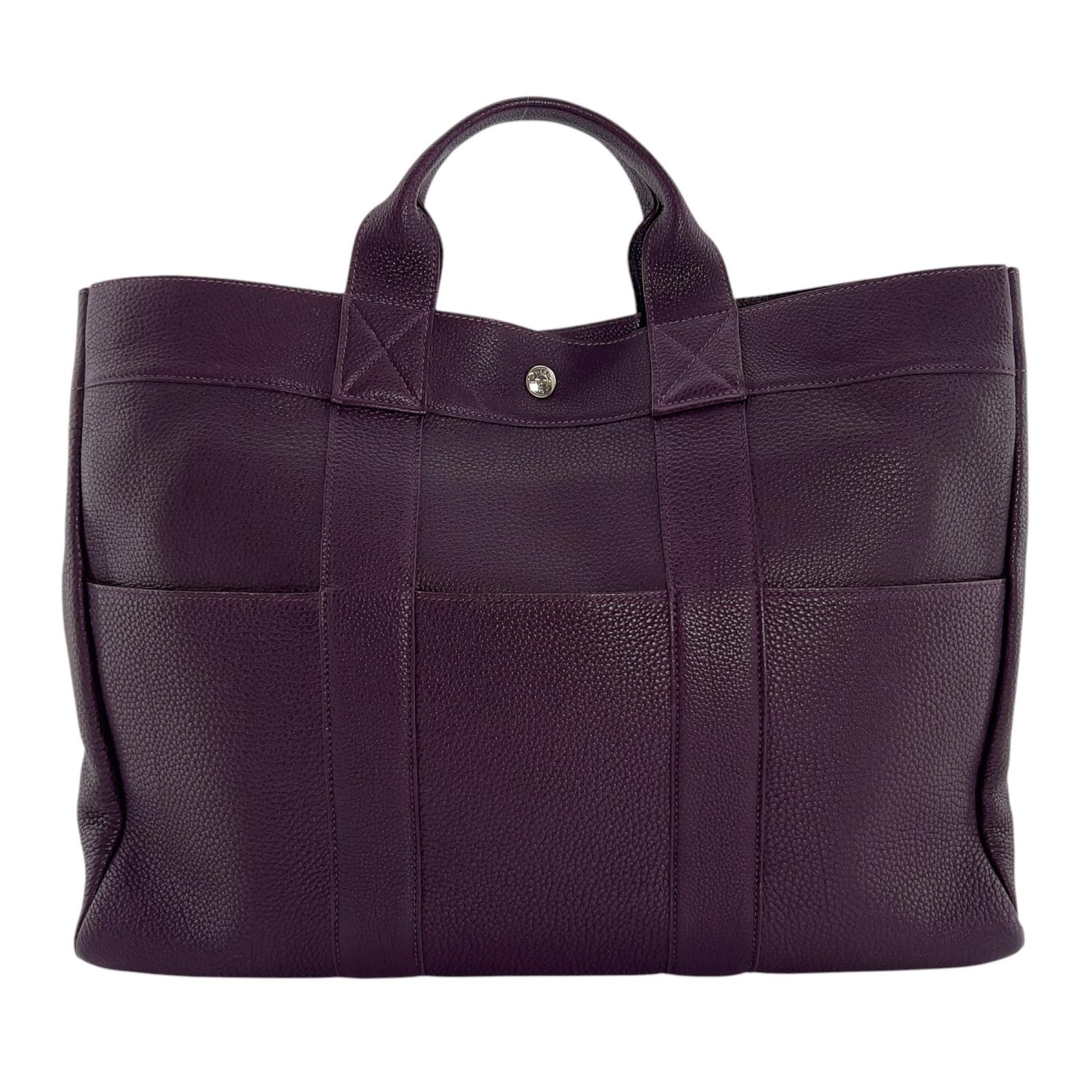 美品 HERMES エルメス フールトゥMM トートバッグ トゴ レザン パープル ユニセックス【中古】