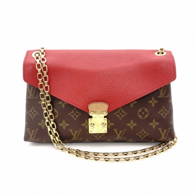 ルイヴィトン パラス モノグラム キャンバス ショルダーバッグ ブラウン×レッド