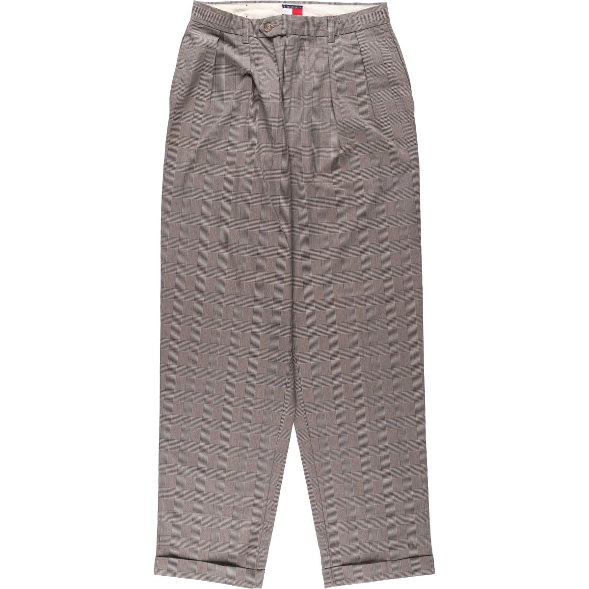 古着 90年代~ トミーヒルフィガー TOMMY HILFIGER ガンクラブチェック ツータック コットン スラックスパンツ メンズw31相当 ヴィンテージ/eaa651023