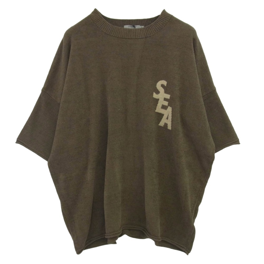 WIND AND SEA ウィンダンシー Ｔシャツ WDS-NSTW-08 × nestwell ネストウェル パイル地 ロゴプリント Tシャツ 半袖カットソー モカ系 3【新古品】【未使用】【中古】