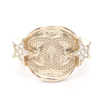 シャネル CHANEL ココマーク スター リング・指輪 ジュエリー GP(ゴールドメッキ) ラインストーン レディース ゴールド系 / クリア系 【中古】