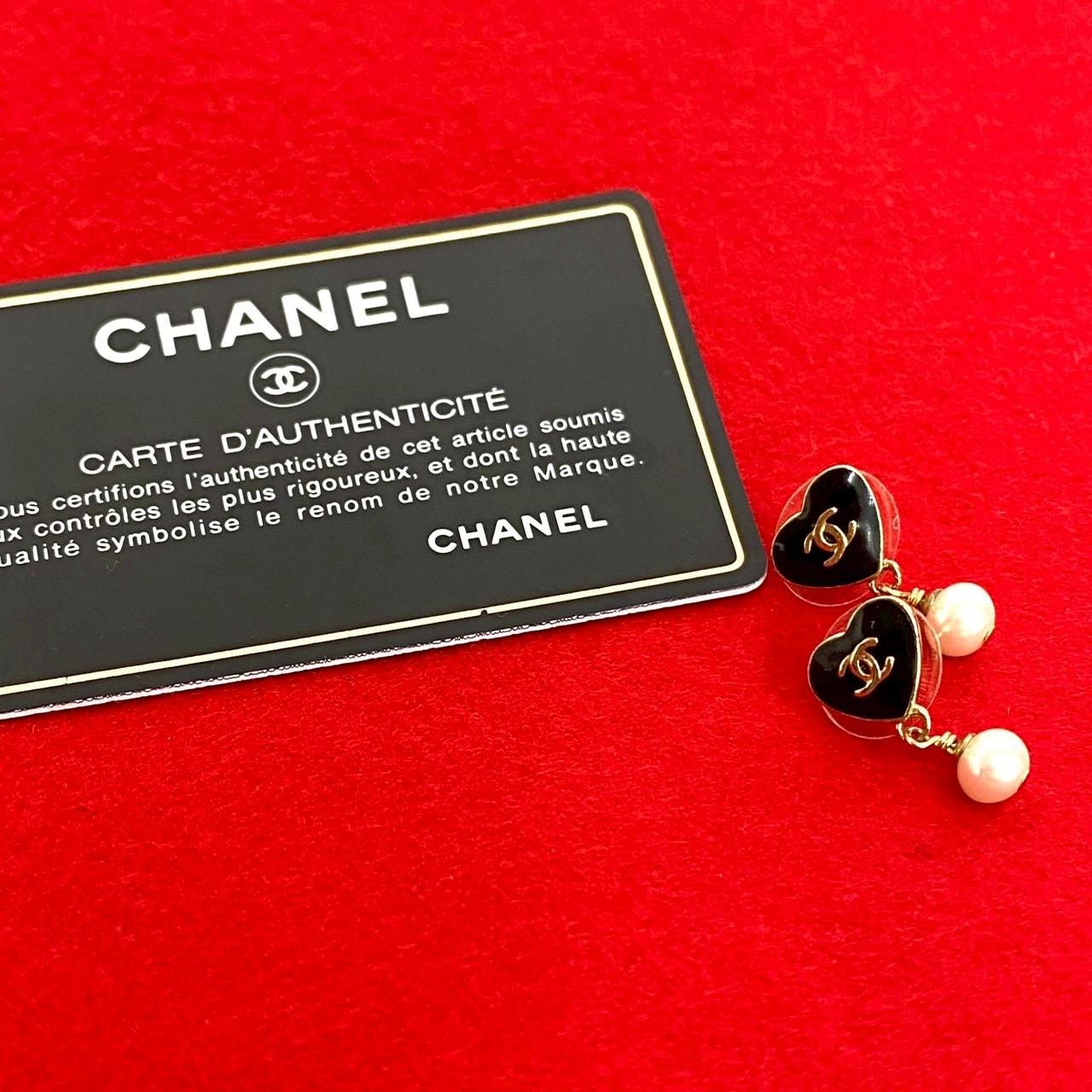 CHANEL シャネル ココマーク ハート モチーフ GP フェイクパール ピアス ゴールド
 133-3