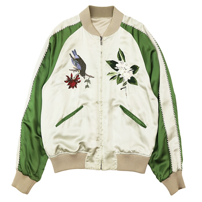 【美品】GUCCI グッチ スカジャン サイズ 50 メンズ 花鳥風月 春画 トムフォード期 リバーシブル サテン 刺繍 アウター ハンガー付属 グリーン マルチカラー 緑 イタリア製