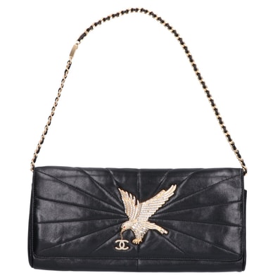 シャネル 2001年春夏コレクション 01P 6番台 ラムスキン イーグル チェーンクラッチバッグ -