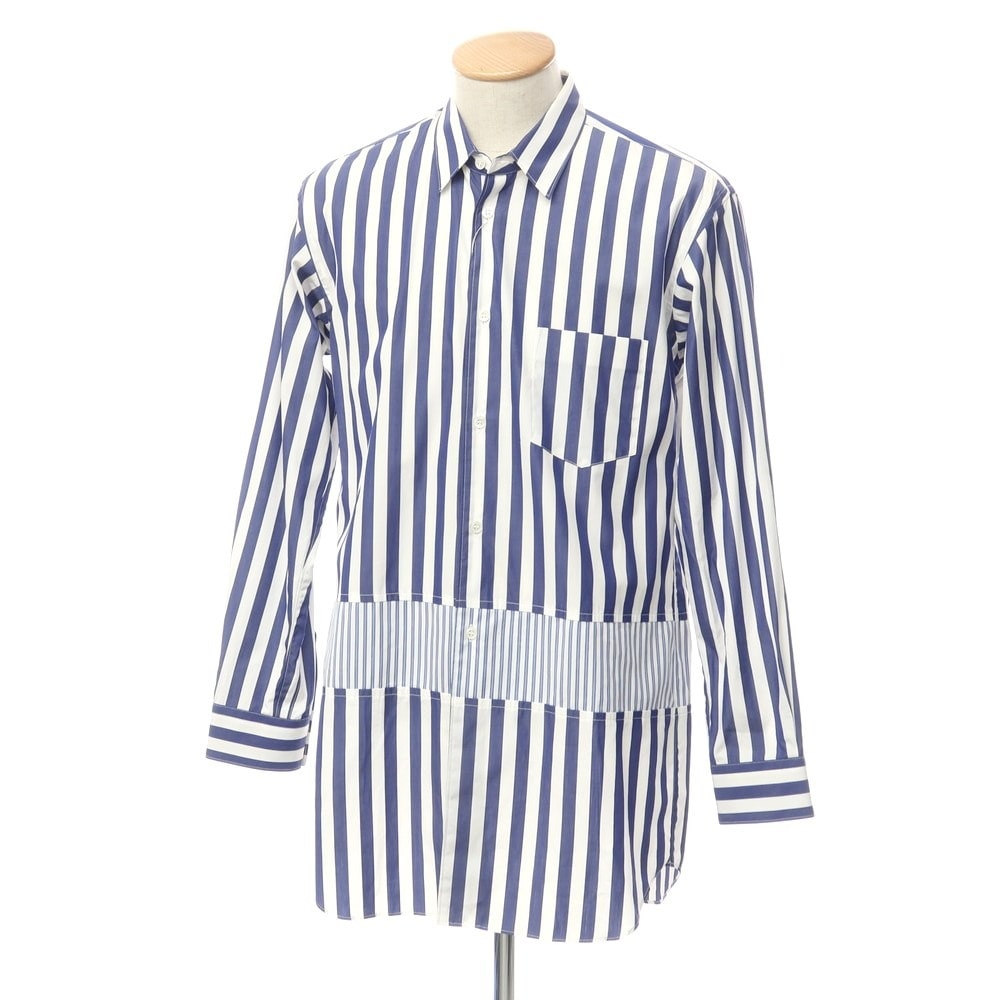 【中古】コムデギャルソンシャツ COMME des GARCONS SHIRT 2023年秋冬 切替 ストライプ シャツ ホワイトxネイビー【サイズS】【メンズ】