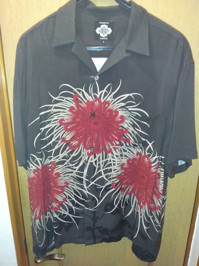 APHRODITEGANG Gakkin x Budspool Nichisho Kiku Open Collar Shirt "Charcoal"