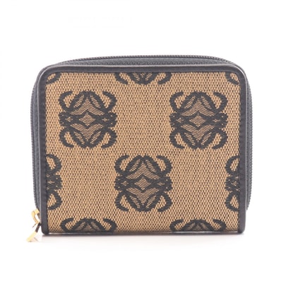 ロエベ LOEWE アナグラム コインケース 財布 キャンバス レディース ベージュ系 / ブラック系 【中古】