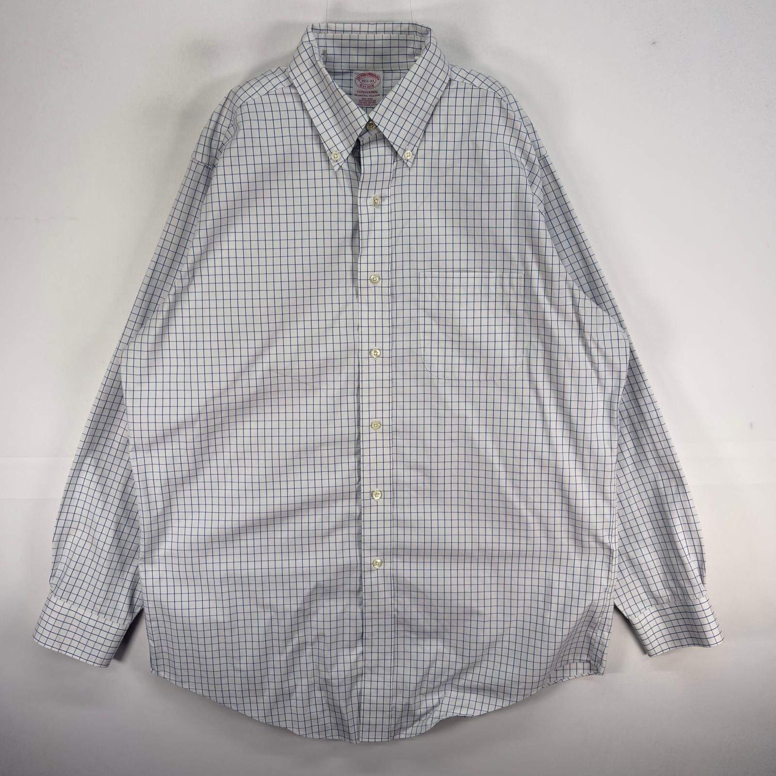 古着 ブルックスブラザーズ Brooks Brothers 長袖シャツ TRADITIONAL ボタンダウン 胸ポケ M  ブルー系 チェック メンズ
