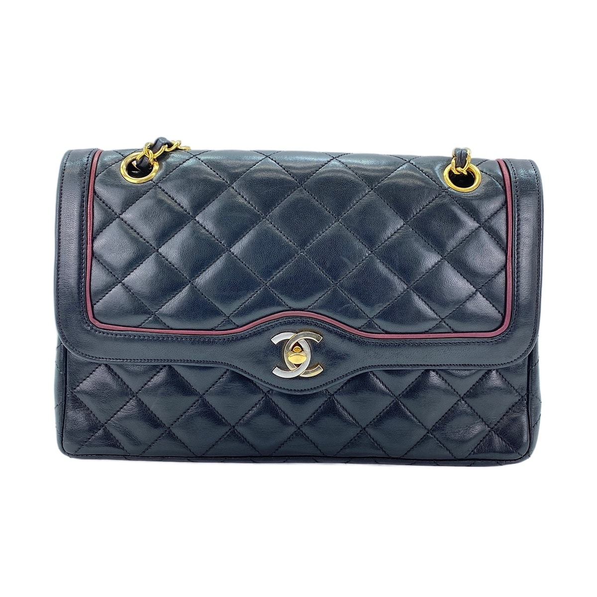 シャネル CHANEL ラムスキン マトラッセ ダブルフラップ ショルダーバッグ【中古】
