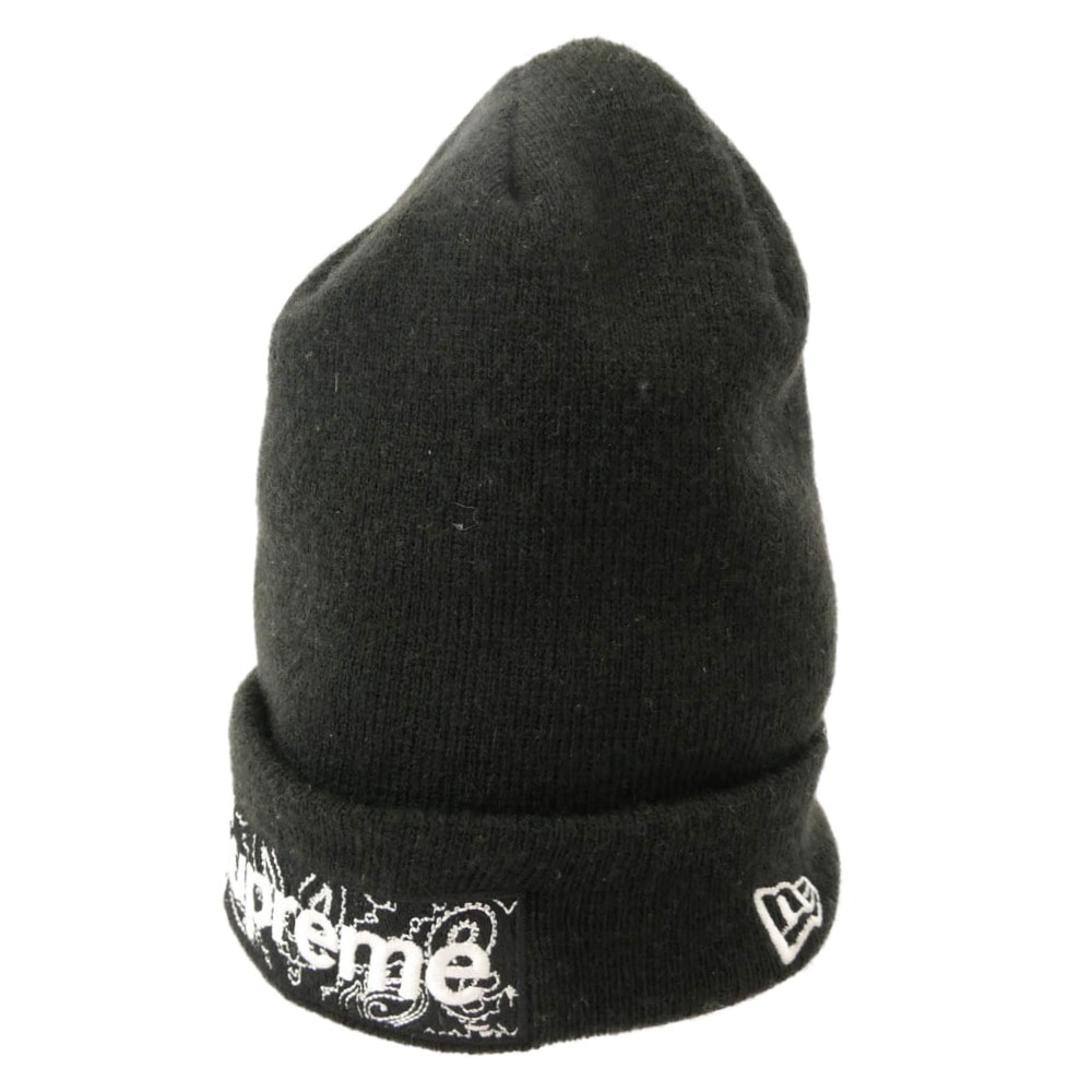 Supreme シュプリーム ニットキャップ 19AW × New Era Bandana Box Logo Beanie バンダナ ボックスロゴ ビーニー ニット キャップ ブラック系【中古】