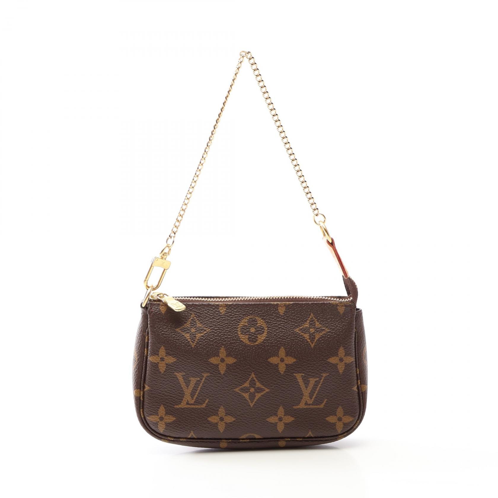 ルイ・ヴィトン LOUIS VUITTON ミニ ポシェット アクセソワール モノグラム ハンドバッグ バッグ PVCコーティングキャンバス レザー レディース ブラウン系 M58009 【中古】