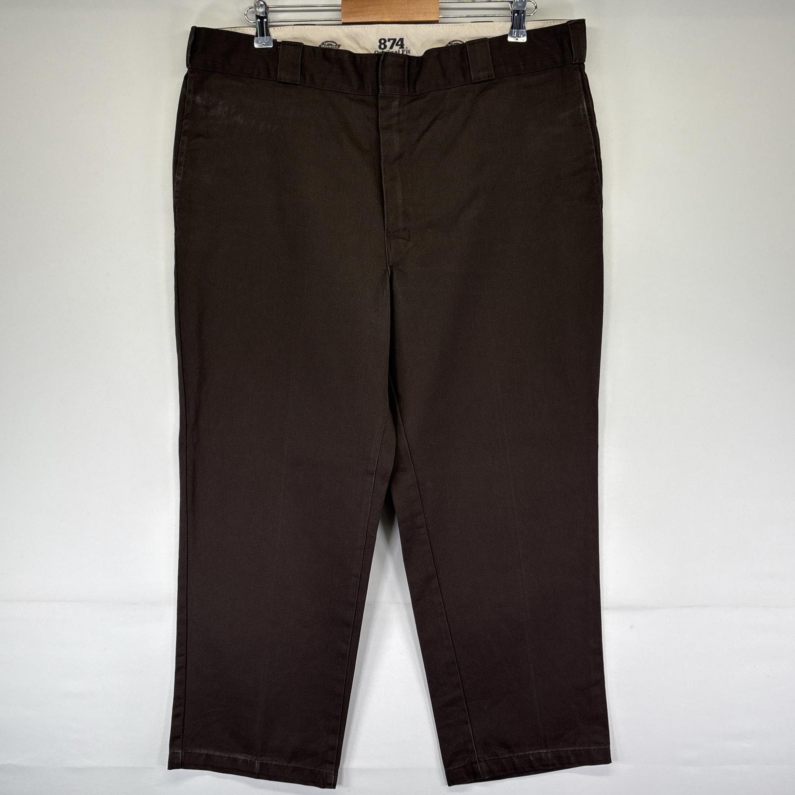古着 ディッキーズ Dickies ワークパンツ 874 チノパン ワンポイントロゴ 大きいサイズ ジップフライ 長ズボン ブラウン メンズ