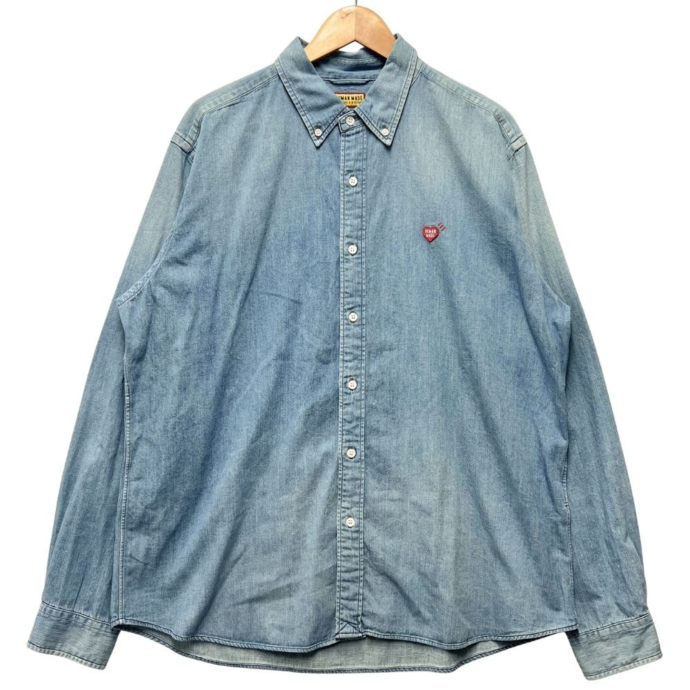 HUMAN MADE ヒューマンメイド HM32SH012 DENIM BD SHIRT 加工 デニム ボタンダウン 長袖シャツ 56663