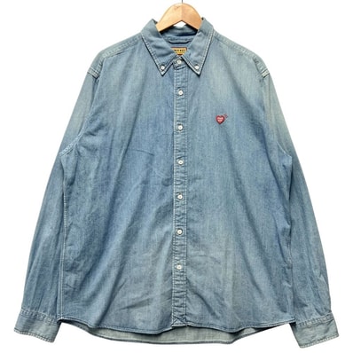 HUMAN MADE ヒューマンメイド HM32SH012 DENIM BD SHIRT 加工 デニム ボタンダウン 長袖シャツ 56663