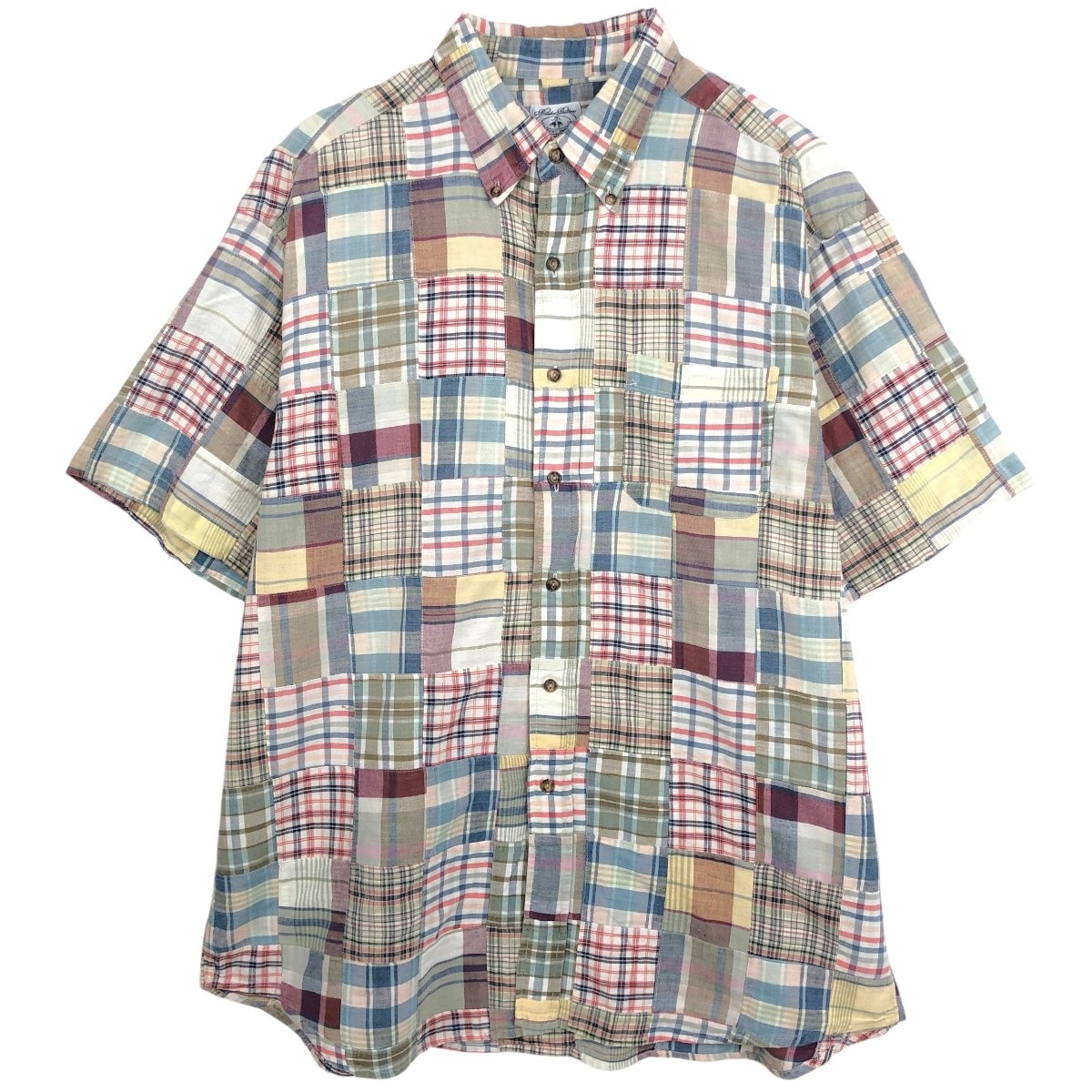古着 ブルックスブラザーズ Brooks Brothers SPORT SHIRT パッチワーク 半袖 ボタンダウン チェックシャツ メンズXL相当/eaa670000