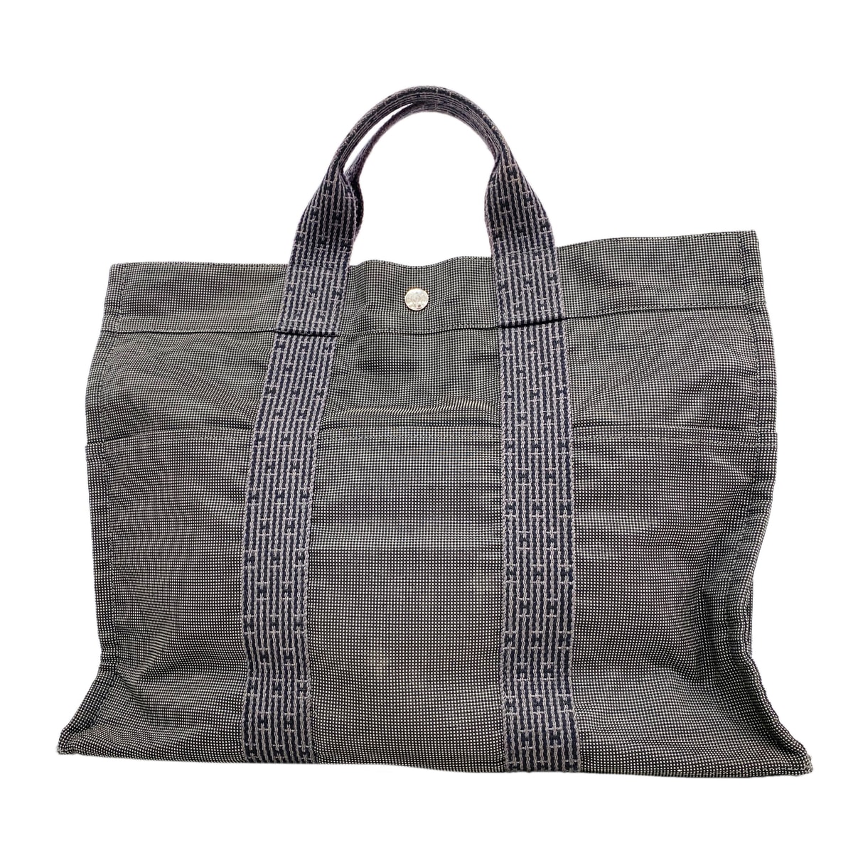 【6ke5038】エルメス トートバッグ エールラインMM ナイロン グレー シルバー金具【中古】メンズ レディース ユニセックス