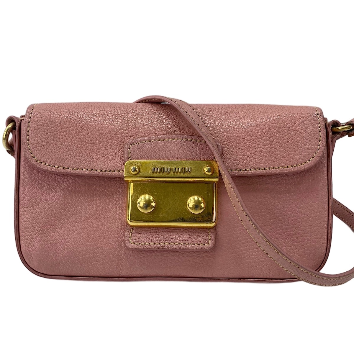 ミュウ ミュウ Miu Miu レザー ショルダーバッグ【中古】