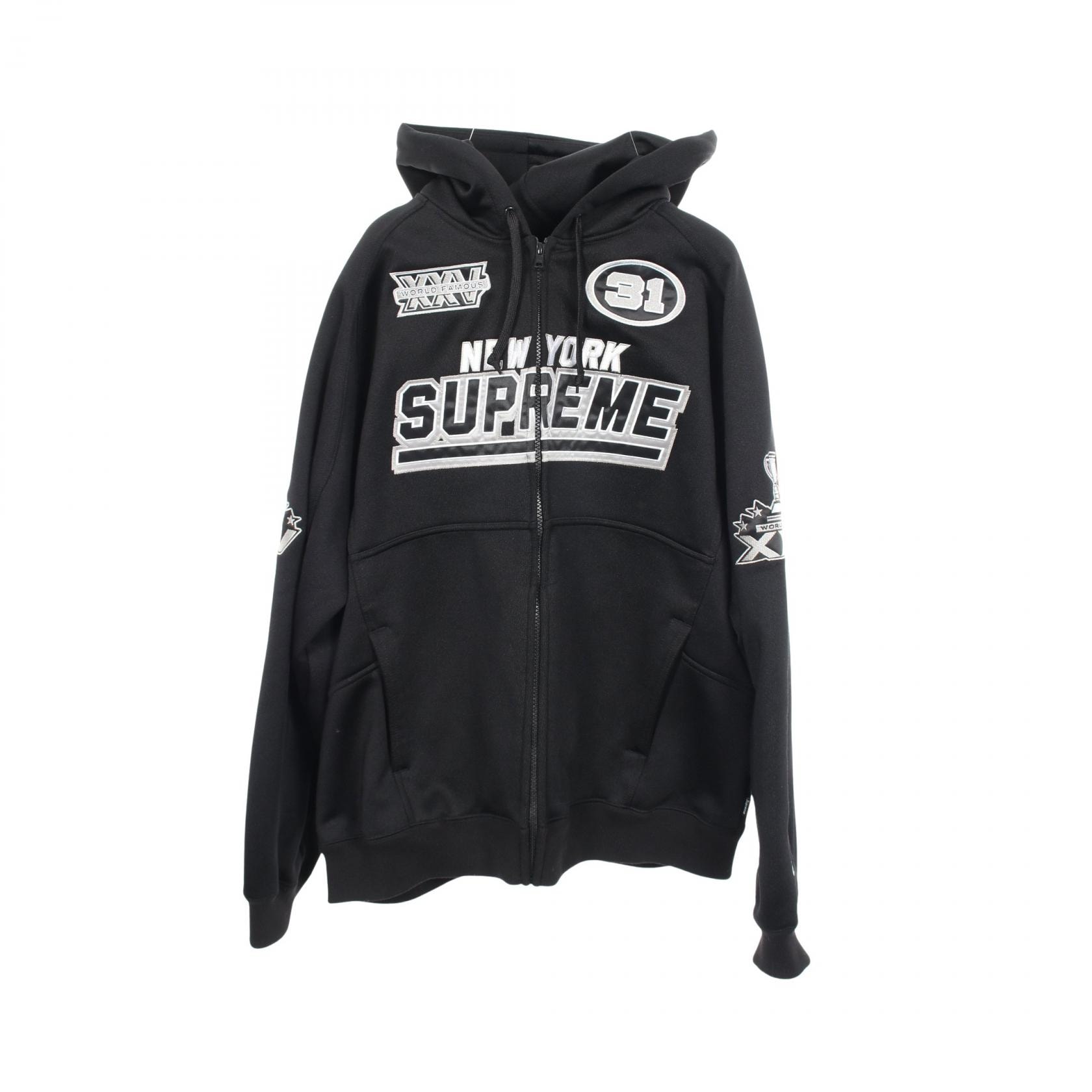 シュプリーム Supreme 25FW Football Zip Up Hooded Sweatshirt パーカー 衣料品 トップス ポリエステル メンズ ブラック系 【中古】