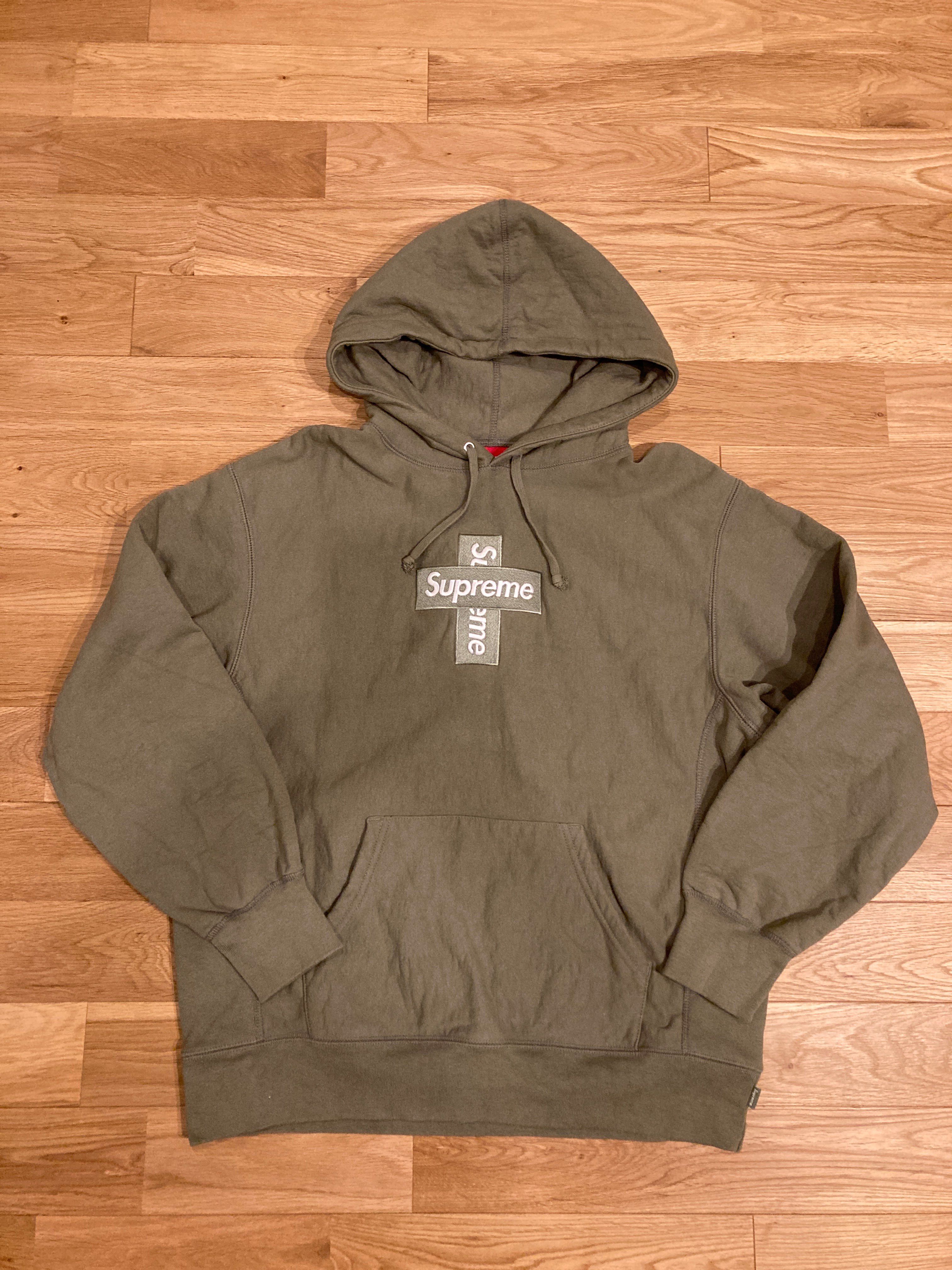 Supreme Cross Box Logo Hooded Sweatshirt "Light Olive"