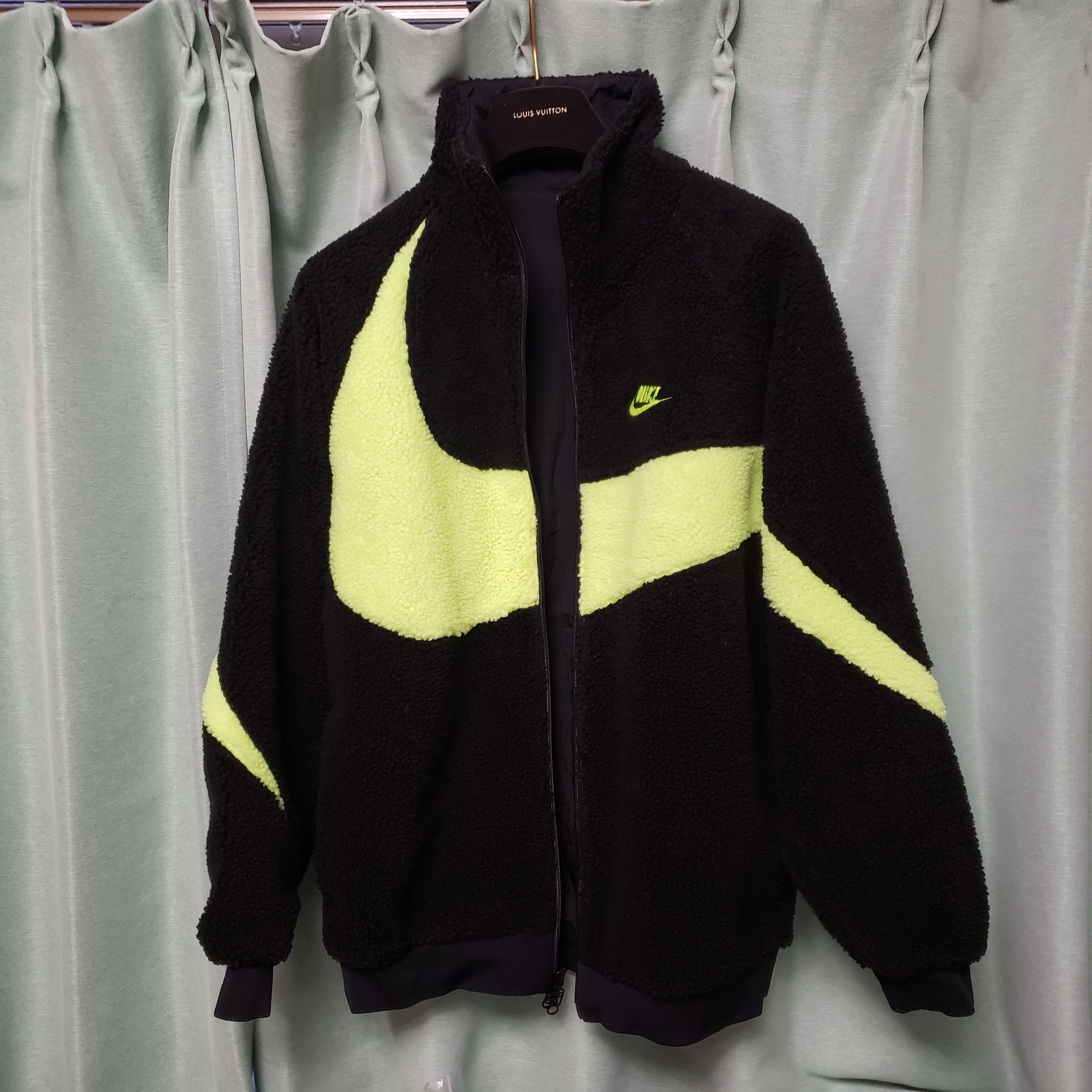 Nike Big Swoosh Reversible Boa Jacket"Black Neon"