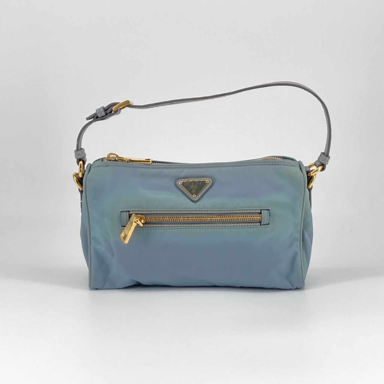 PRADA(プラダ) テスート トライアングルロゴ BN1834 アクセサリーポーチ ライトブルー