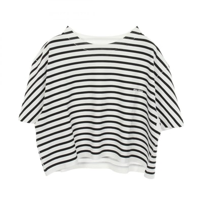 ミュウ ミュウ Miu Miu ボーダー クロップド 半袖Tシャツ 衣料品 トップス コットン レディース ホワイト系 / ブラック系 【中古】