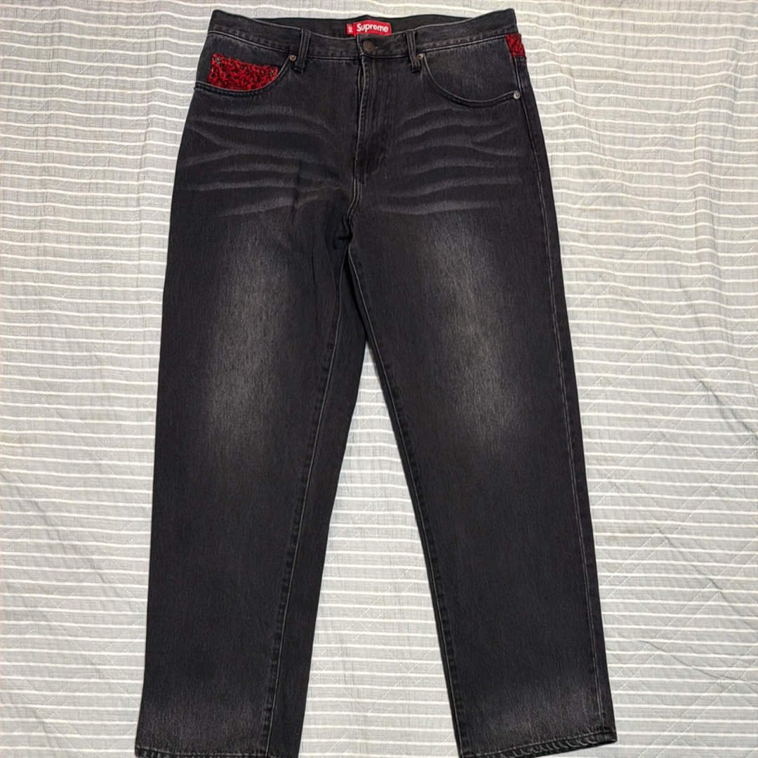 Supreme Leopard Faux Fur Loose Fit Jean 