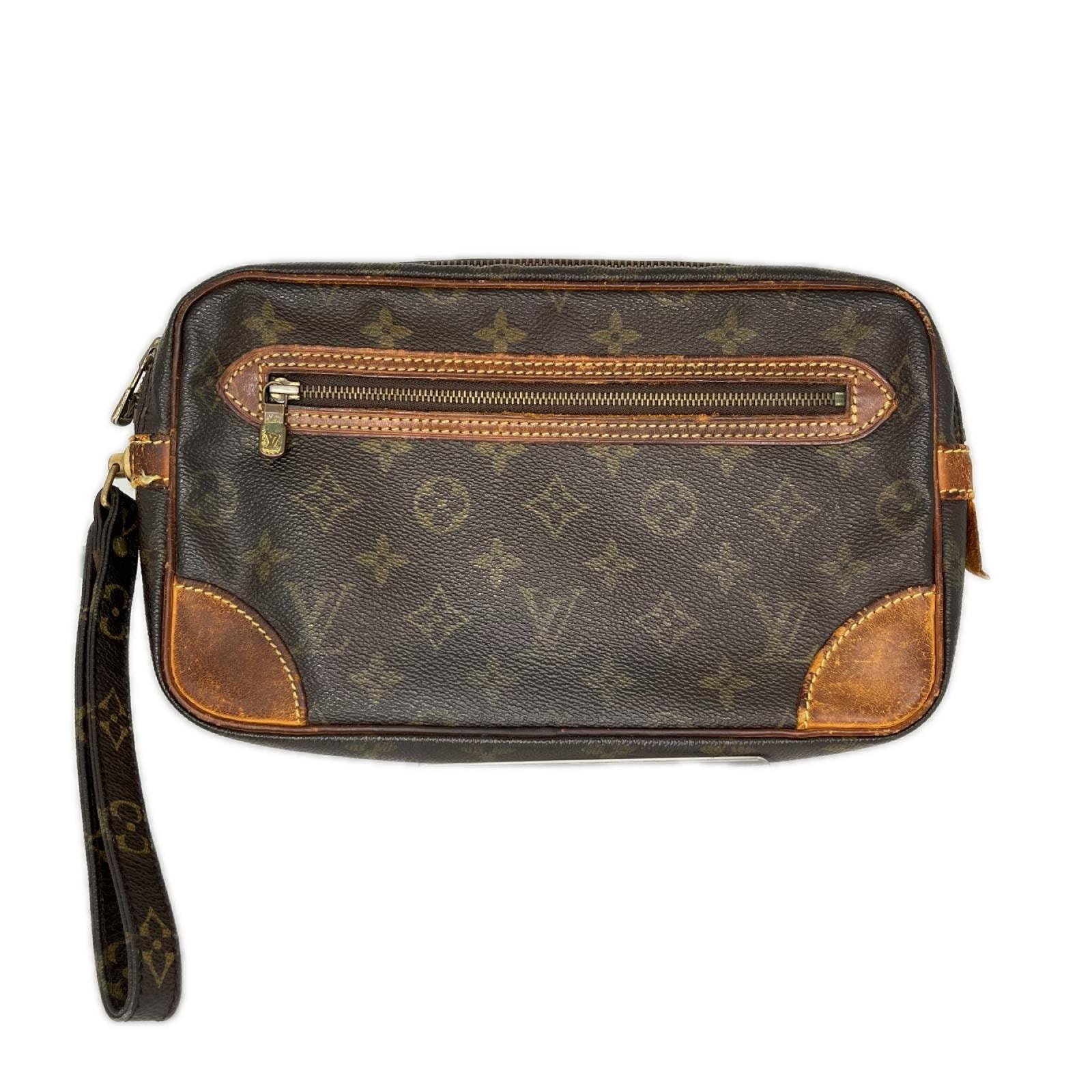 LOUIS VUITTON ルイヴィトン モノグラム マルリードラゴンヌGM セカンドバッグ M51825 ブラウン ベタつき有